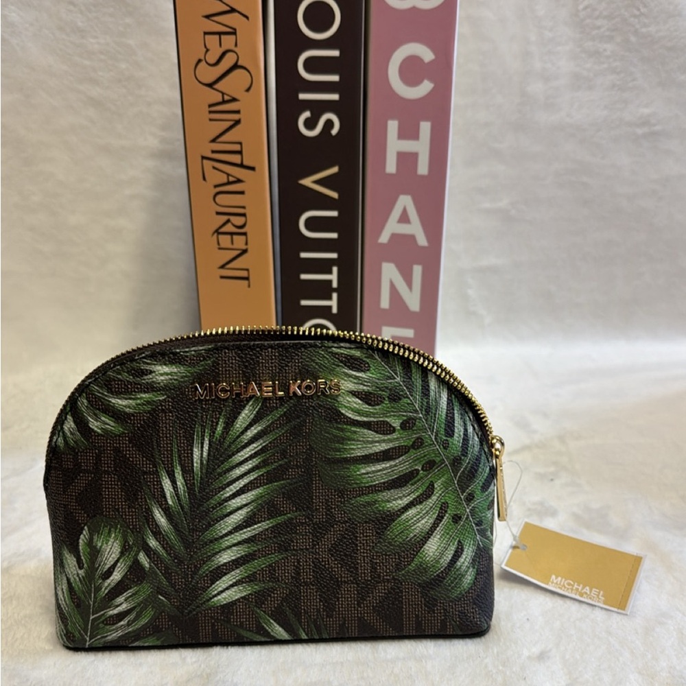 Michael Kors Green Leaf Patterned Clutch